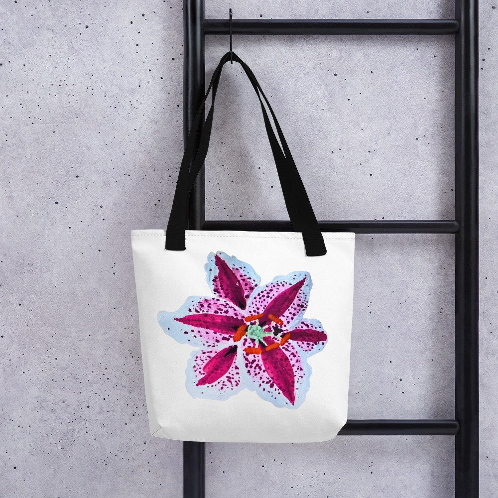 Tiger lily tote bag,beach tote bag,nurse tote bag,farmers market bag,wildflower tote bag,carry all,nature lovers tote bag,unique tote bag