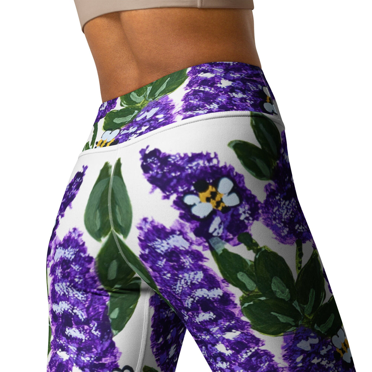 Lilac flower yoga leggings,fitness leggings,workout pants,gym leggings,spandex leggings,colorful leggings,nature lovers gift,sports leggings