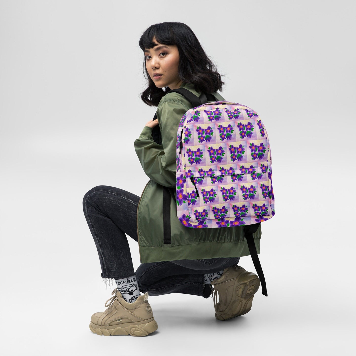 Back to school,watercolor backpack,floral backpack,wildflower backpack,botanical backpack,country backpack,college backpack,hiking backpack