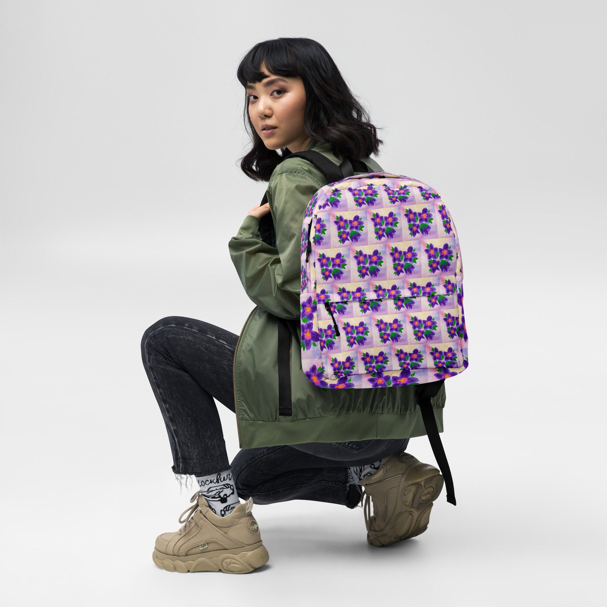 Back to school,watercolor backpack,floral backpack,wildflower backpack,botanical backpack,country backpack,college backpack,hiking backpack