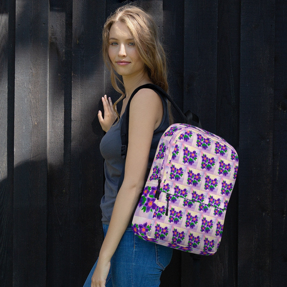 Back to school,watercolor backpack,floral backpack,wildflower backpack,botanical backpack,country backpack,college backpack,hiking backpack