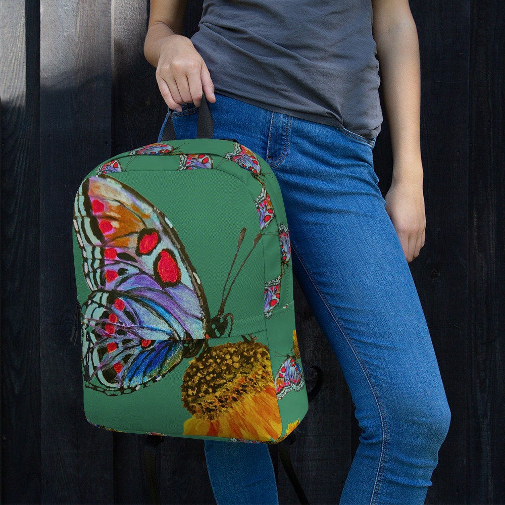 Butterfly lover backpack,back to school,college backpack,hiking backpack,flower diaper bag,country backpack,botanical backpack,cool backpack