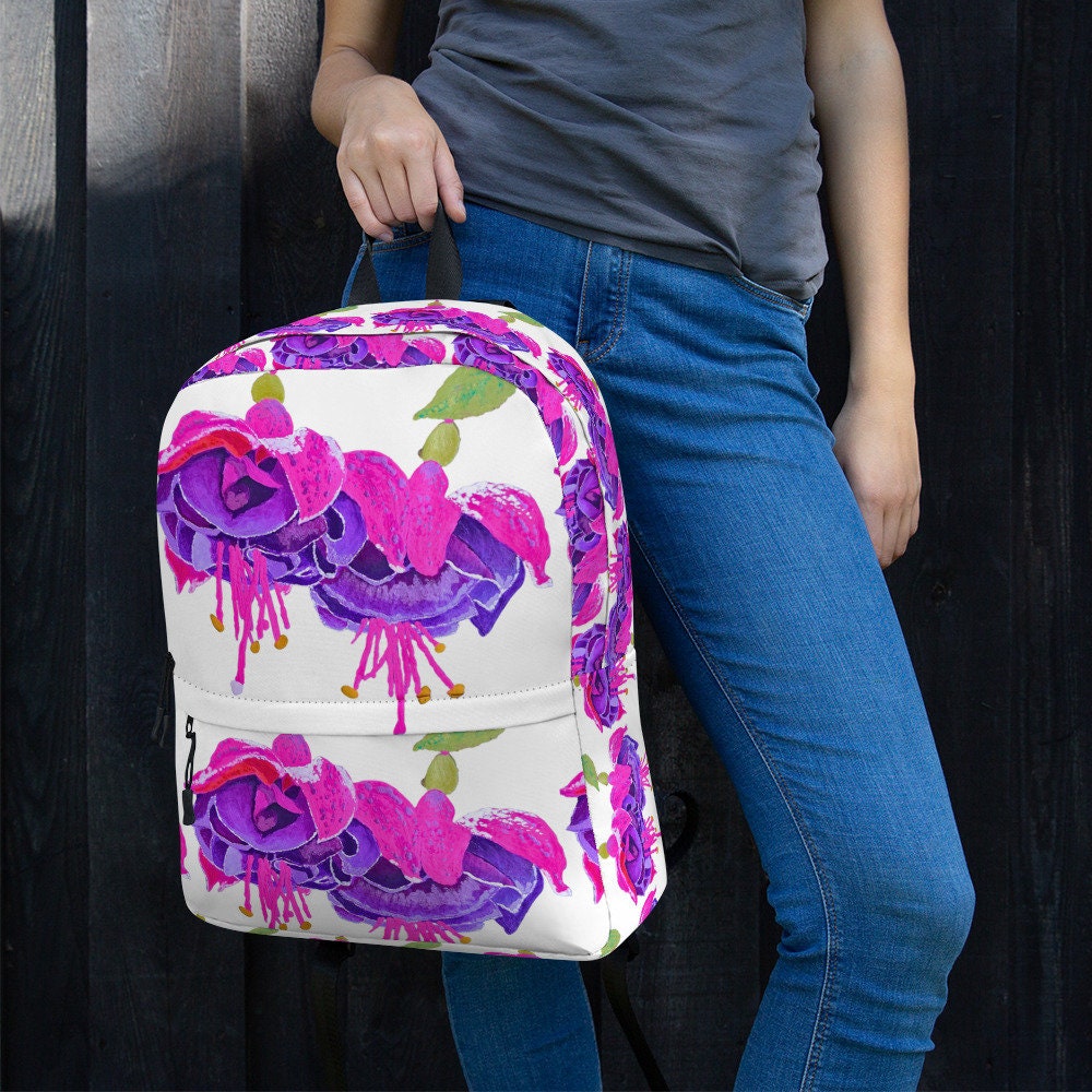 Pink floral backpack,back to school,college backpack,hiking backpack,botanical backpack,wildflower backpack,flower diaper bag,cute backpack