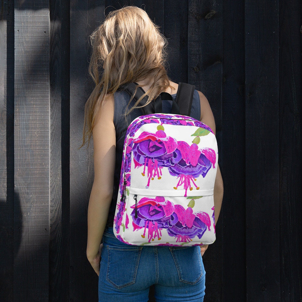 Pink floral backpack,back to school,college backpack,hiking backpack,botanical backpack,wildflower backpack,flower diaper bag,cute backpack