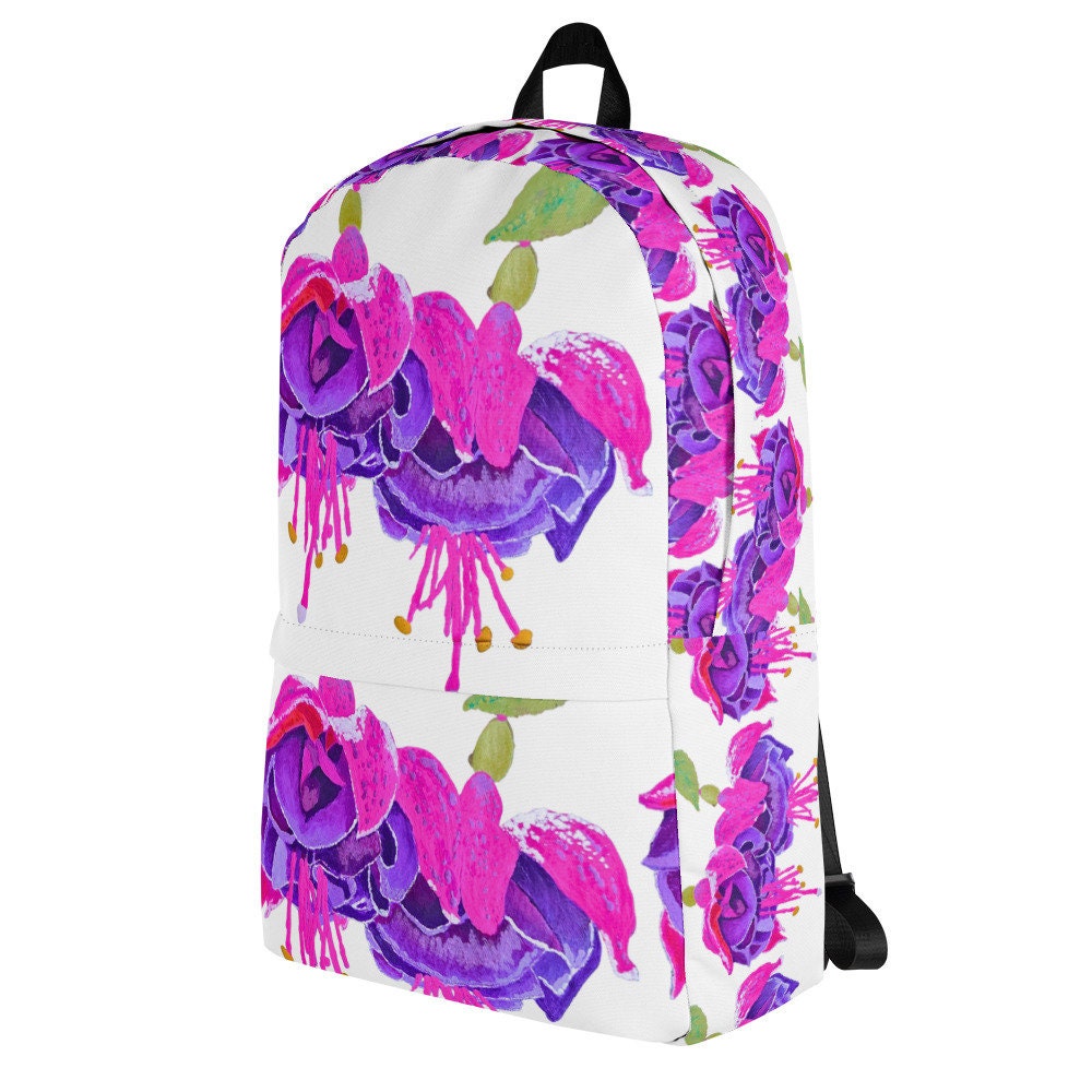 Pink floral backpack,back to school,college backpack,hiking backpack,botanical backpack,wildflower backpack,flower diaper bag,cute backpack