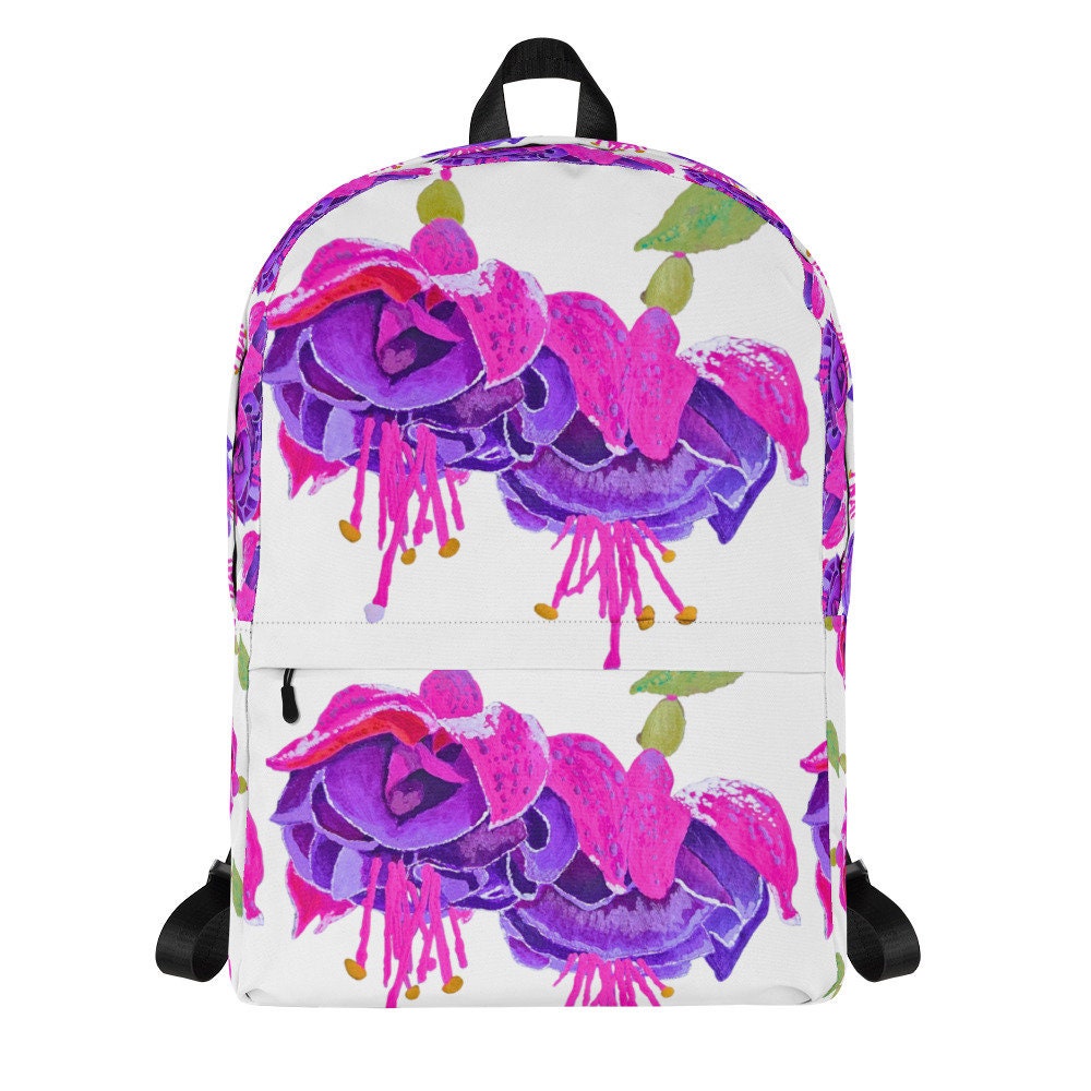Pink floral backpack,back to school,college backpack,hiking backpack,botanical backpack,wildflower backpack,flower diaper bag,cute backpack