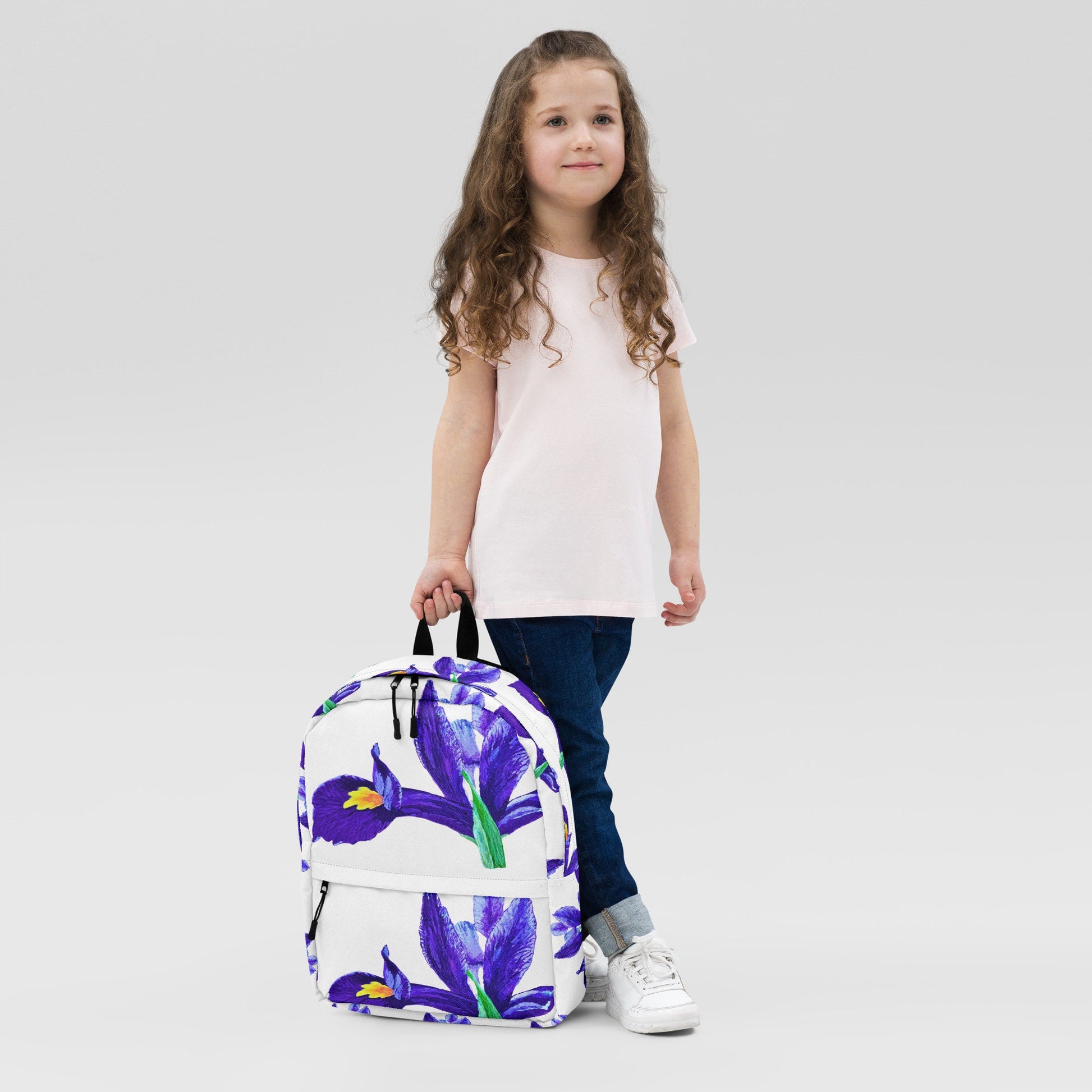Iris floral backpack,back to school,wildflower backpack,botanical backpack,country backpack,aesthetic diaper bag,hiking backpack