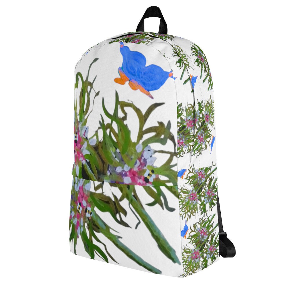 Wildflower backpack,back to school,college backpack,botanical backpack,painted floral backpack,hiking backpack,work backpack,diaper bag