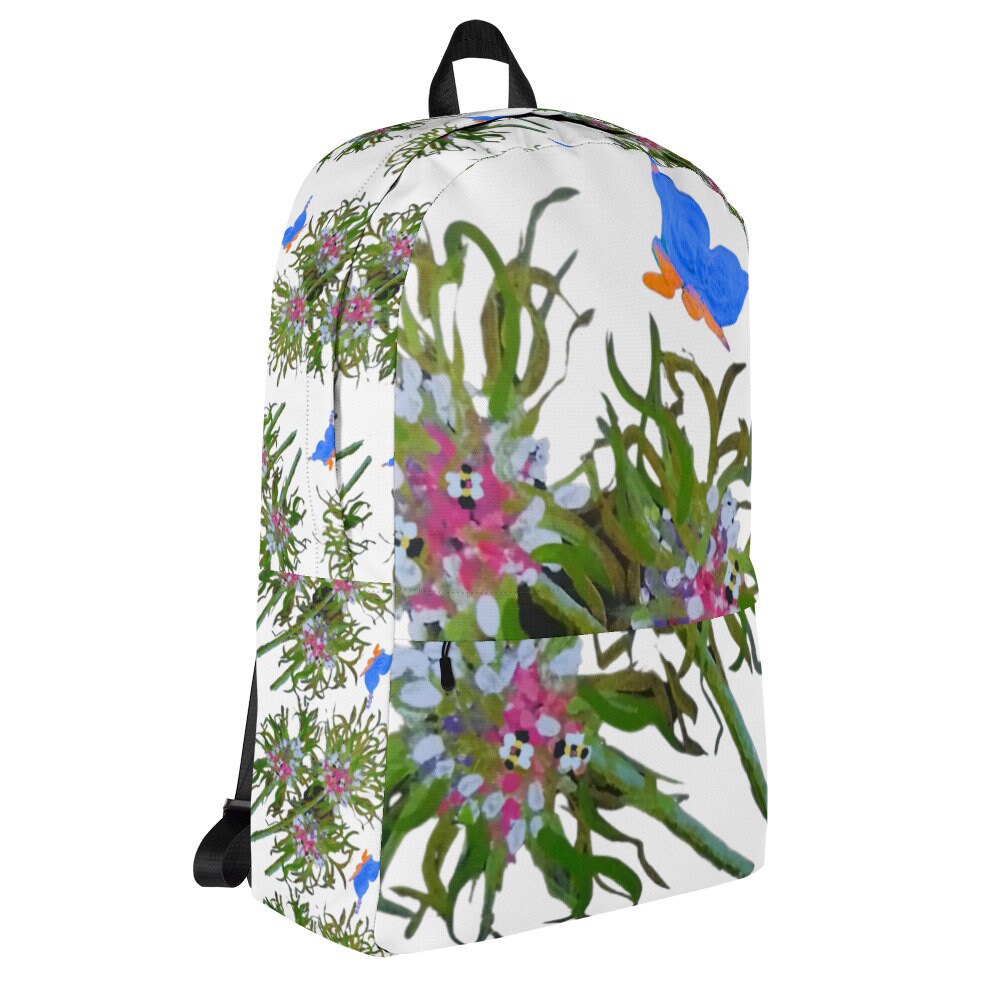 Wildflower backpack,back to school,college backpack,botanical backpack,painted floral backpack,hiking backpack,work backpack,diaper bag