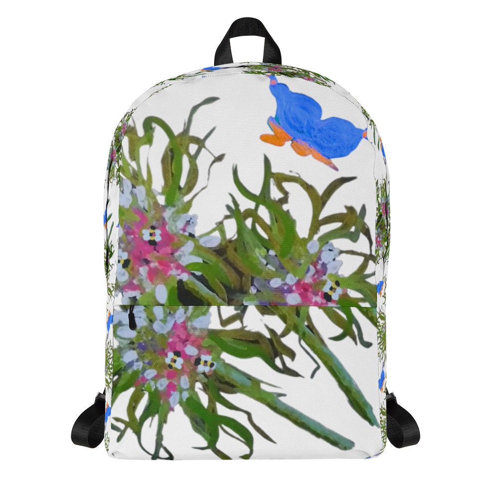 Wildflower backpack,back to school,college backpack,botanical backpack,painted floral backpack,hiking backpack,work backpack,diaper bag