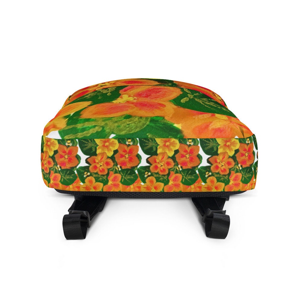 Orange flower backpack,back to school,college backpack,work backpack,hiking backpack,botanical backpack,aesthetic backpack,diaper bag