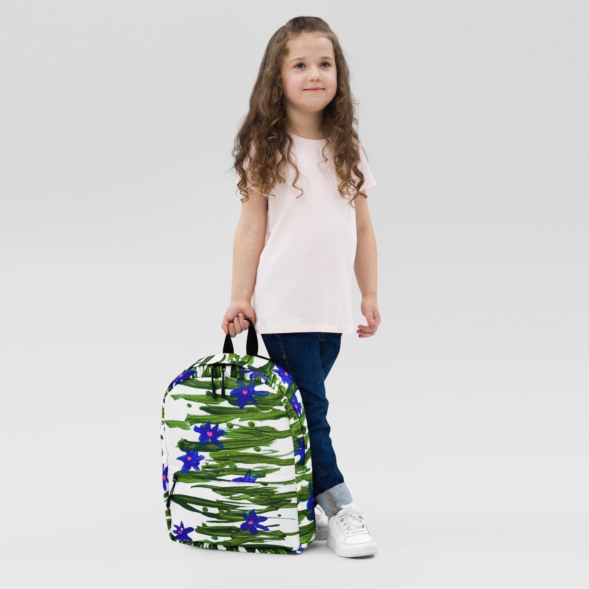 Blue wildflower backpack,back to school,college backpack,work backpack,hiking backpack,cute diaper bag,country backpack,aesthetic backpack