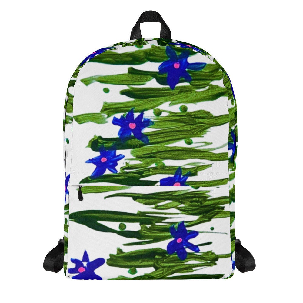 Blue wildflower backpack,back to school,college backpack,work backpack,hiking backpack,cute diaper bag,country backpack,aesthetic backpack