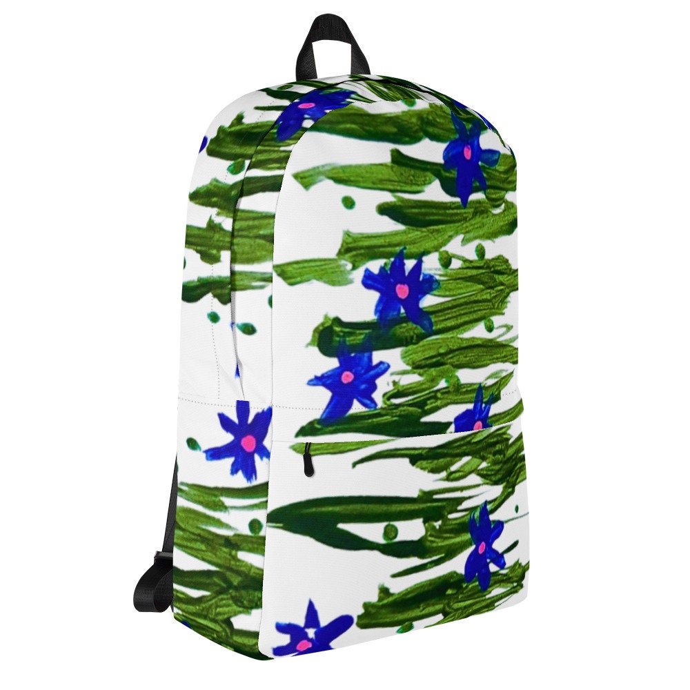 Blue wildflower backpack,back to school,college backpack,work backpack,hiking backpack,cute diaper bag,country backpack,aesthetic backpack