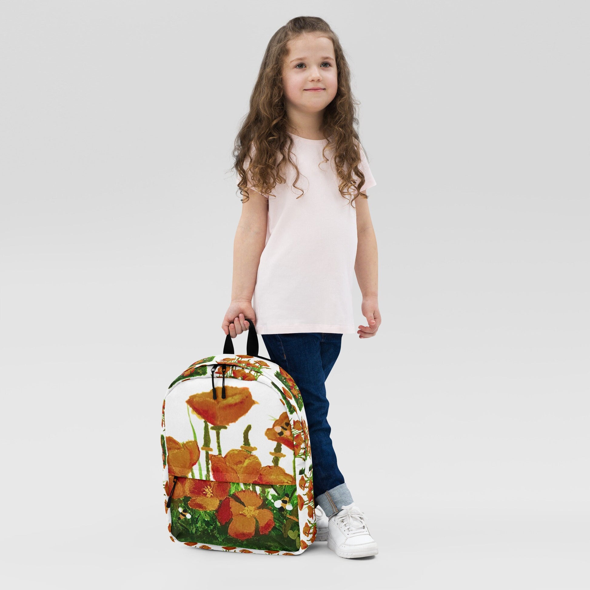 California poppies backpack,back to school,college backpack,hiking backpack,botanical backpack,country backpack,aesthetic diaper bag