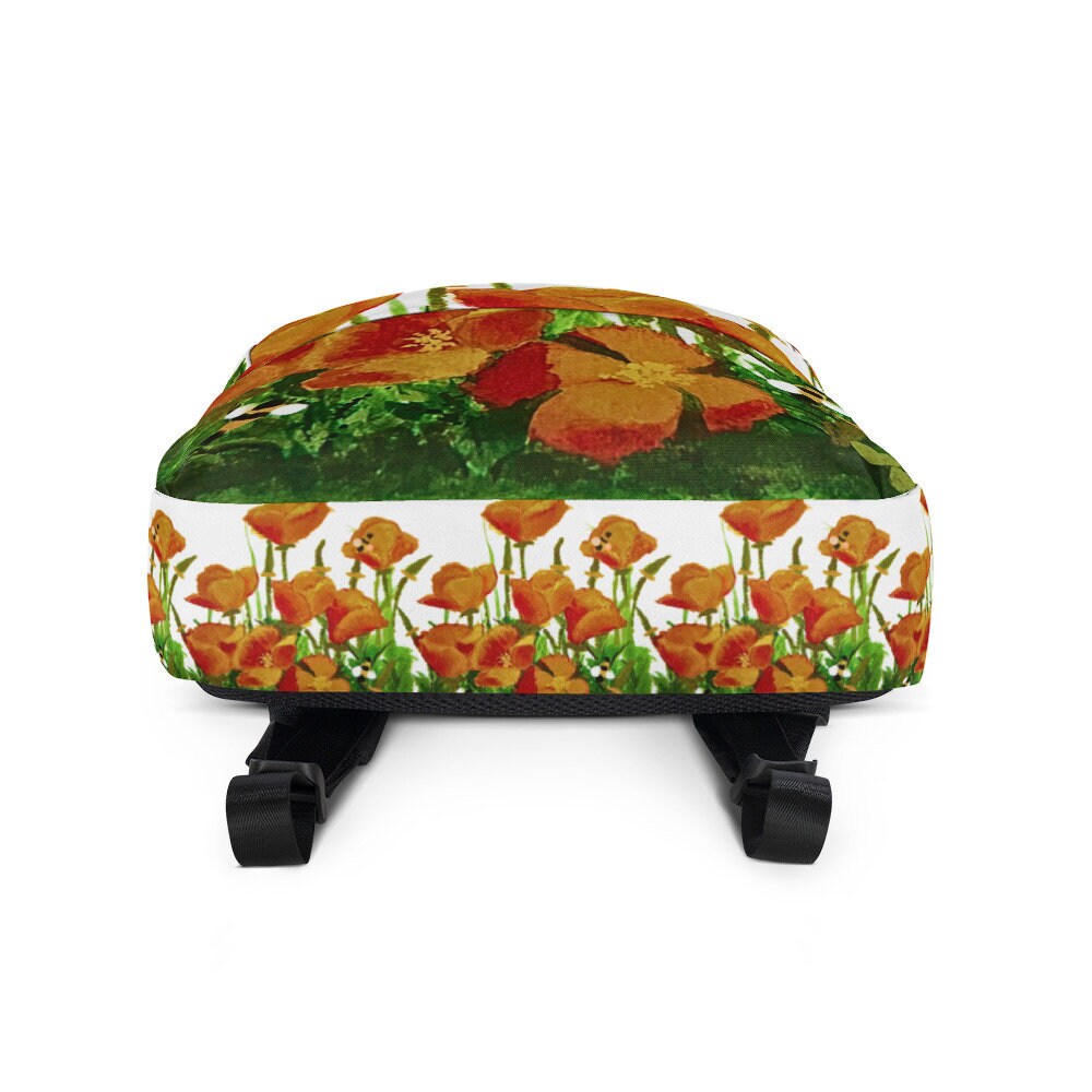 California poppies backpack,back to school,college backpack,hiking backpack,botanical backpack,country backpack,aesthetic diaper bag