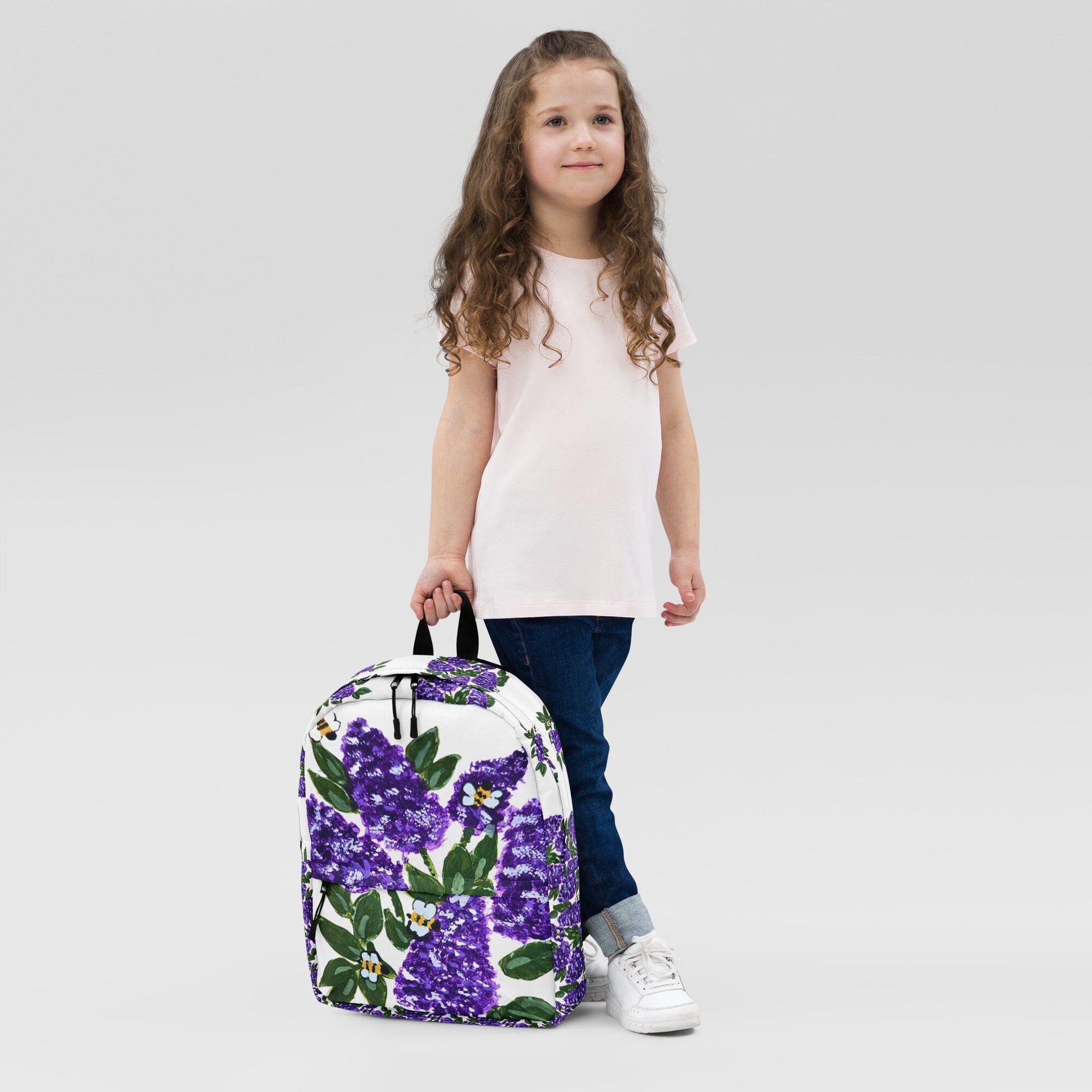 Lilac flower backpack,back to school,wildflower backpack,botanical gift,country backpack,college backpack,hiking backpack,womens diaper bag