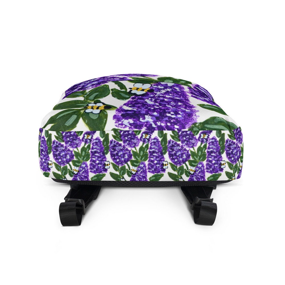 Lilac flower backpack,back to school,wildflower backpack,botanical gift,country backpack,college backpack,hiking backpack,womens diaper bag
