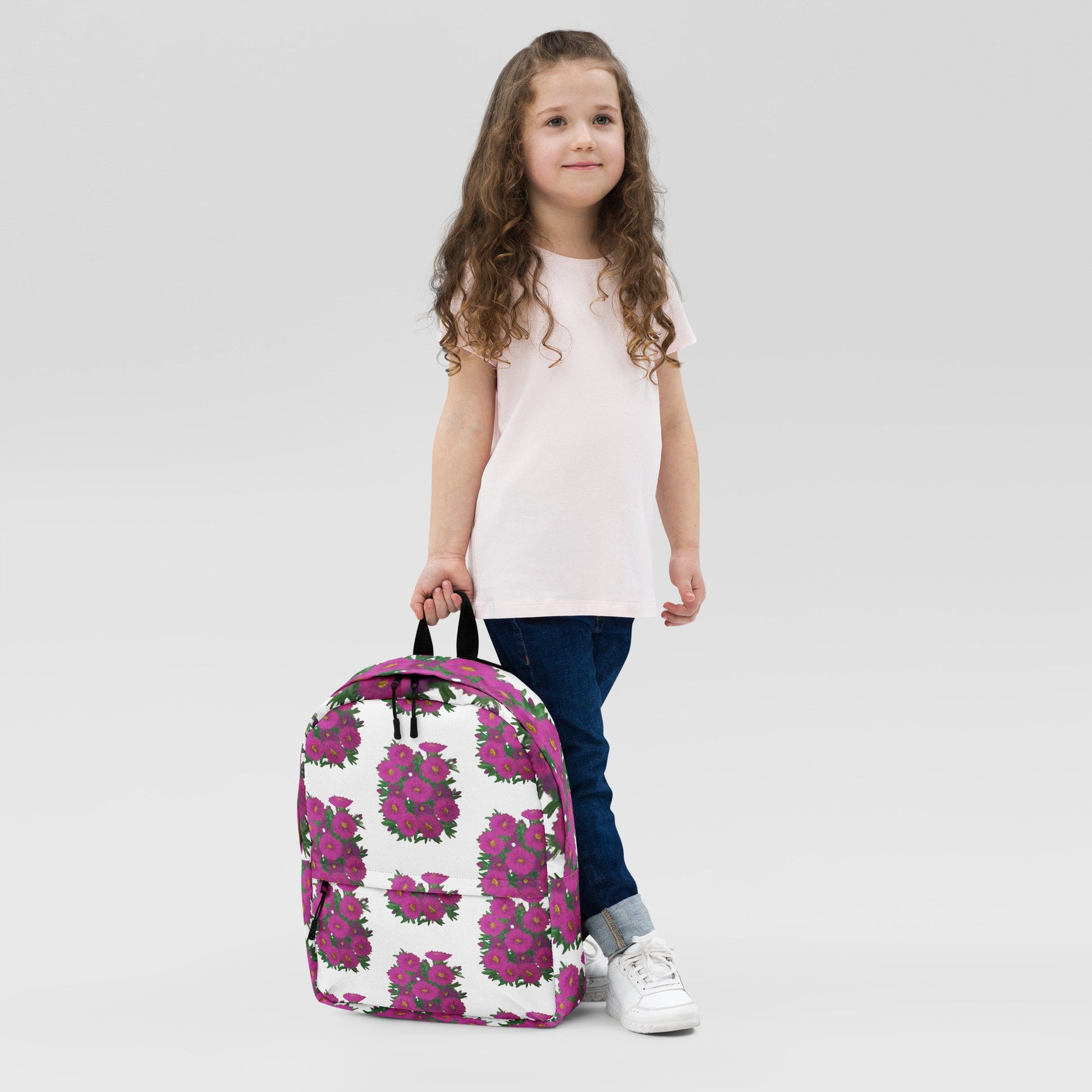 Colorful pink floral back to school backpack,botanical backpack,country backpack,college backpack,hiking backpack,women&#39;s diaper bag