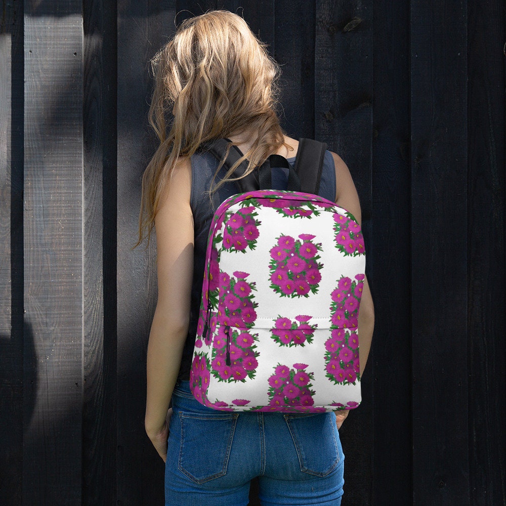 Colorful pink floral back to school backpack,botanical backpack,country backpack,college backpack,hiking backpack,women&#39;s diaper bag