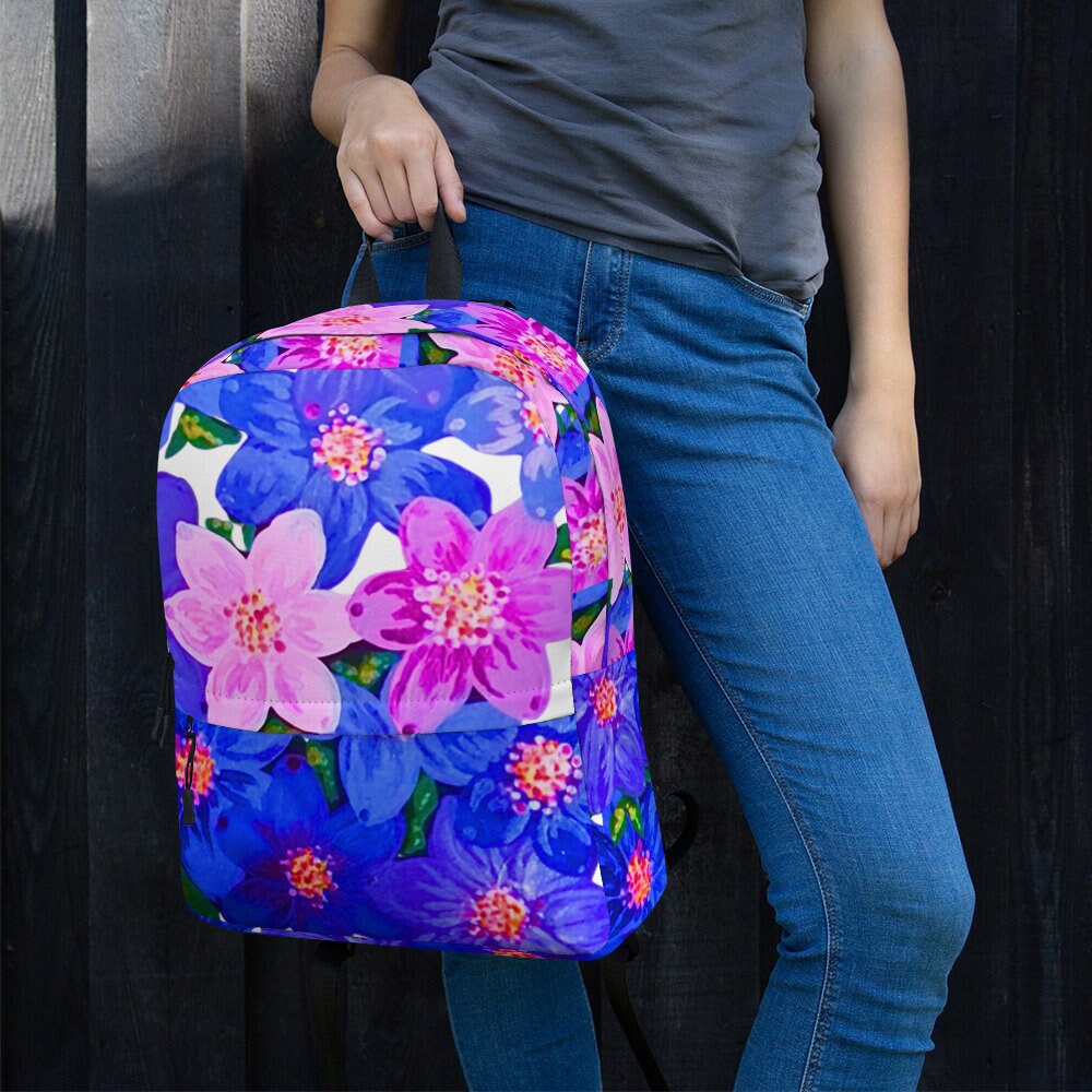Colorful purple floral backpack,back to school,college backpack,work backpack,hiking backpack,women&#39;s diaper bag,country backpack