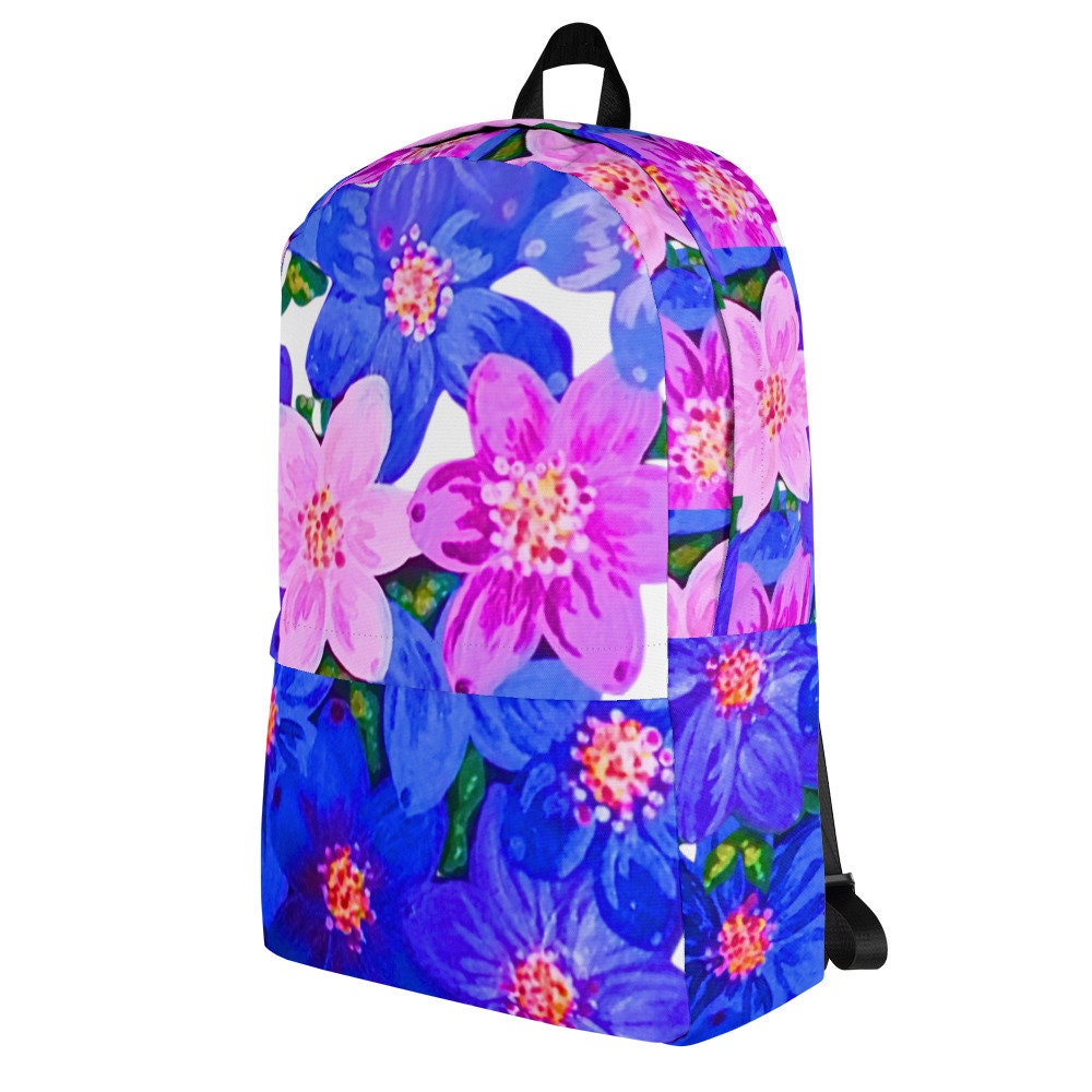 Colorful purple floral backpack,back to school,college backpack,work backpack,hiking backpack,women&#39;s diaper bag,country backpack
