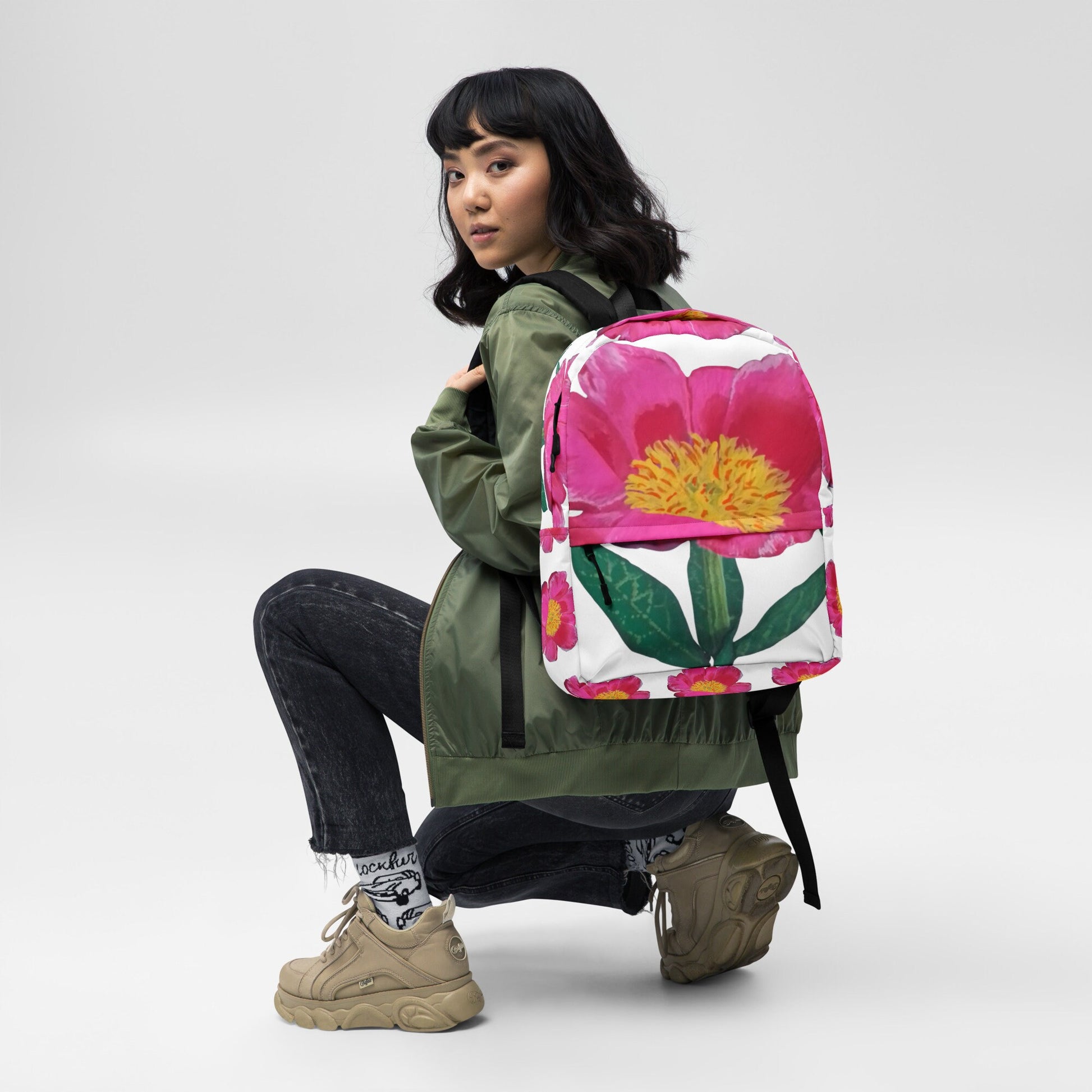 Colorful aesthetic botanical backpack,back to school,college backpack,hiking backpack,womens diaper bag,country backpack,work backpack