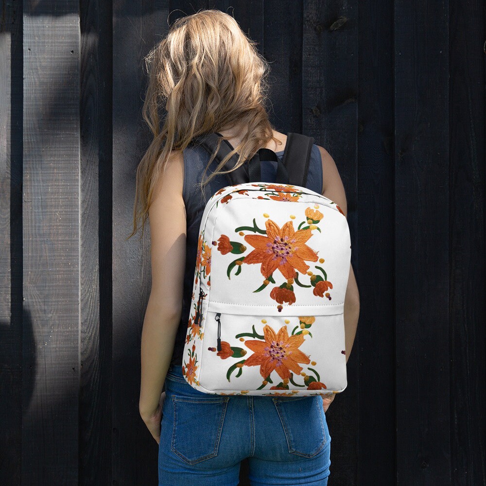 Gold flower backpack,back to school,floral backpack,college backpack,travel backpack,baby backpack,diaper backpack,western backpack,cute bag