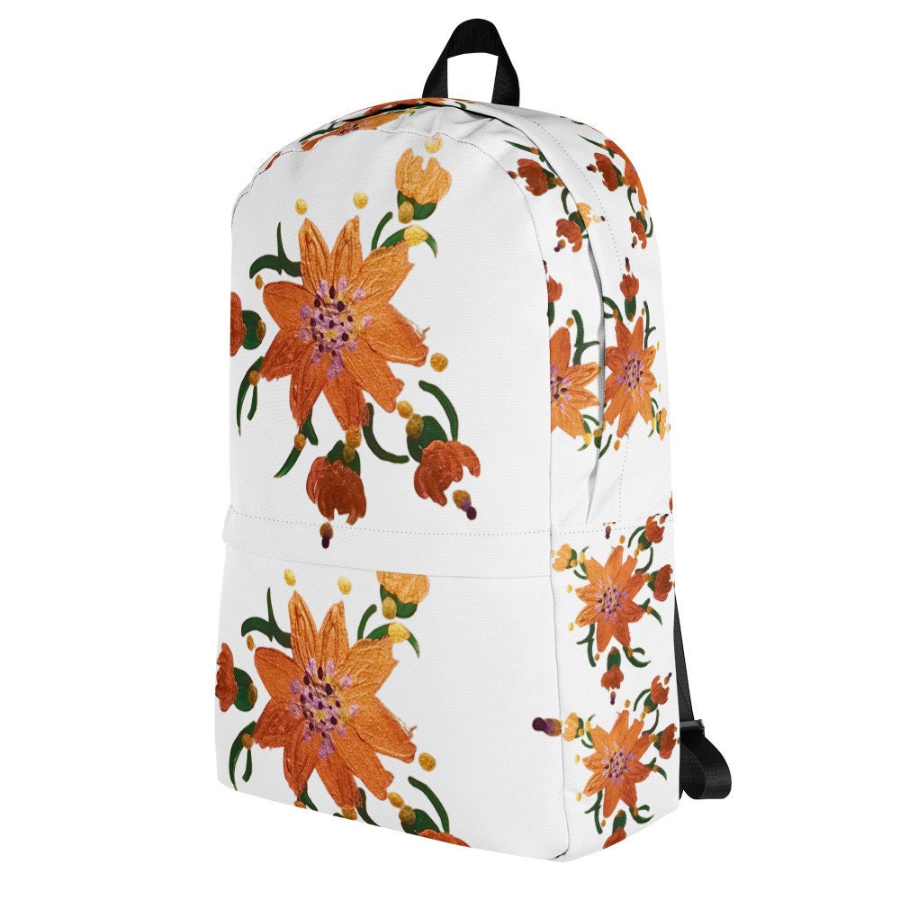 Gold flower backpack,back to school,floral backpack,college backpack,travel backpack,baby backpack,diaper backpack,western backpack,cute bag