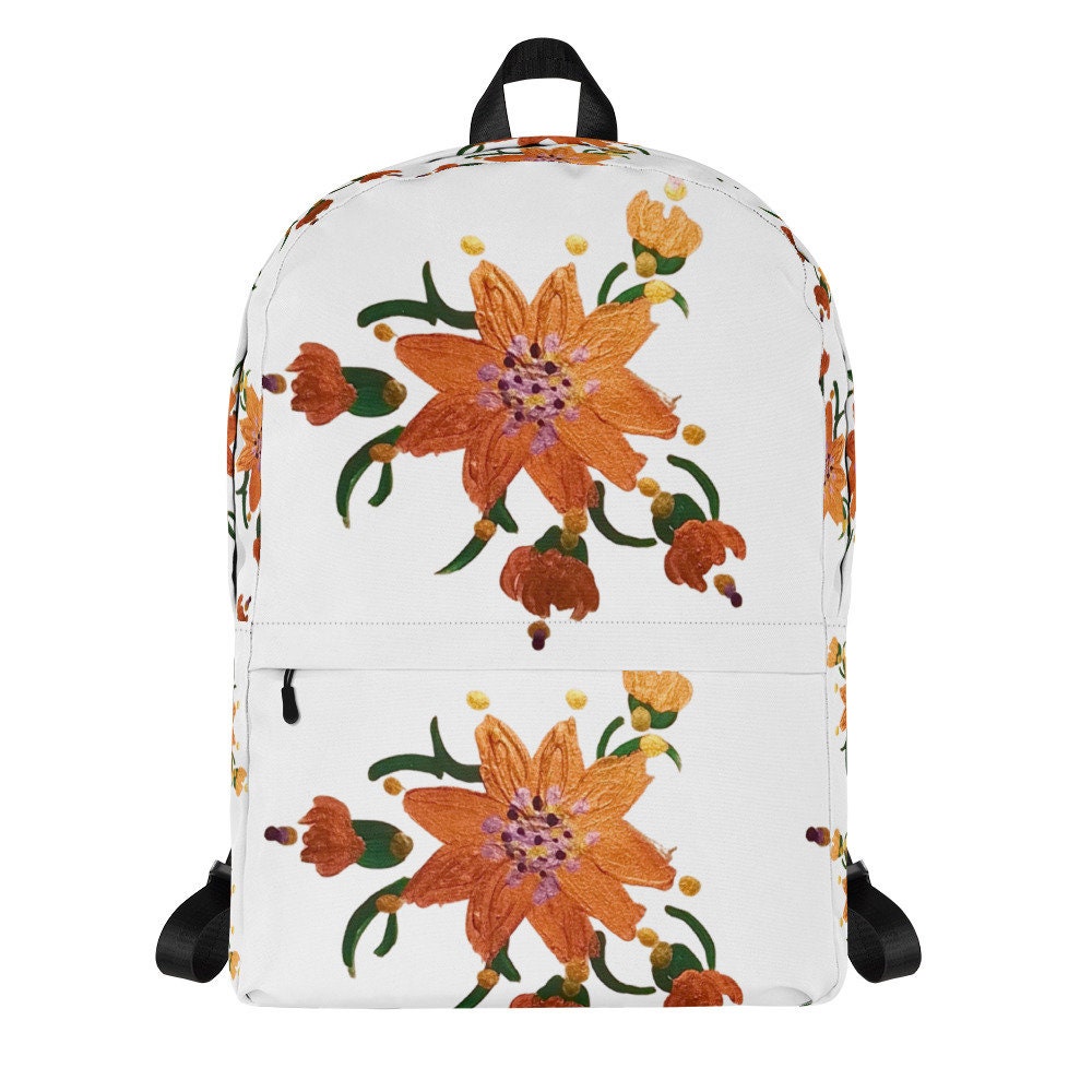 Gold flower backpack,back to school,floral backpack,college backpack,travel backpack,baby backpack,diaper backpack,western backpack,cute bag