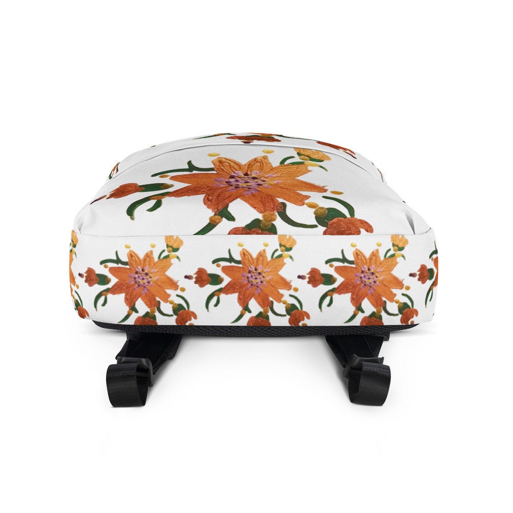 Gold flower backpack,back to school,floral backpack,college backpack,travel backpack,baby backpack,diaper backpack,western backpack,cute bag