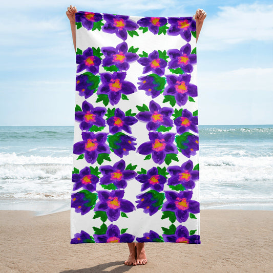 Watercolor floral beach towel,bathroom towel,floral decor,housewares,guest towel,botanical towel,gym towel,baby towel,pool towel,vacation