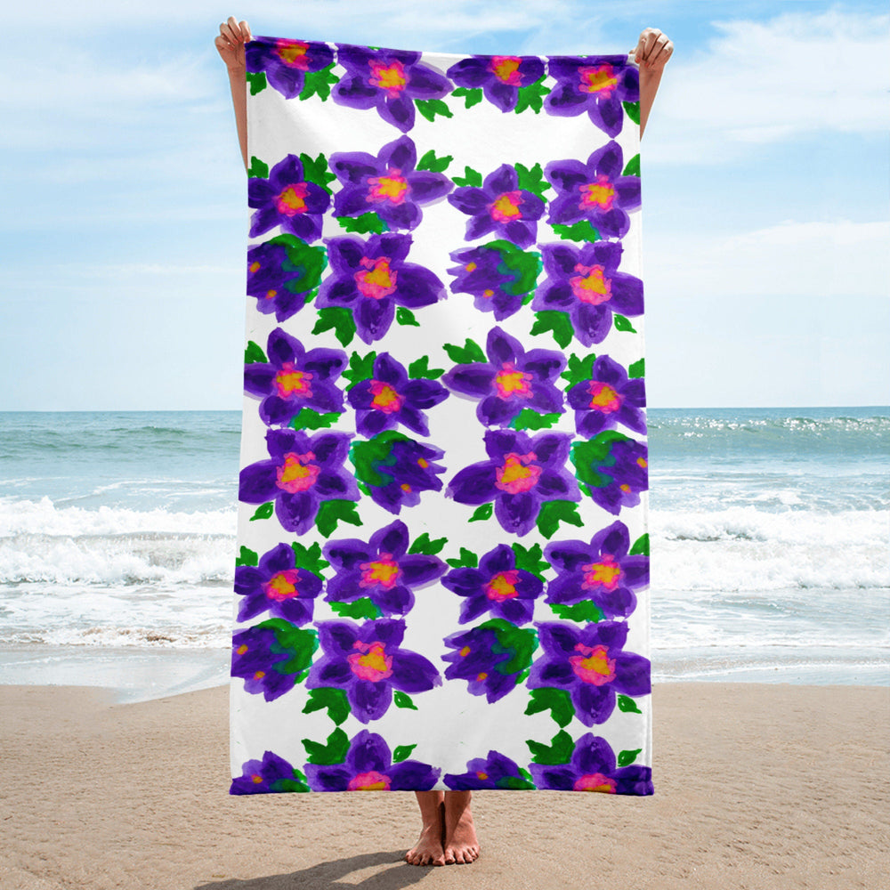 Watercolor floral beach towel,bathroom towel,floral decor,housewares,guest towel,botanical towel,gym towel,baby towel,pool towel,vacation