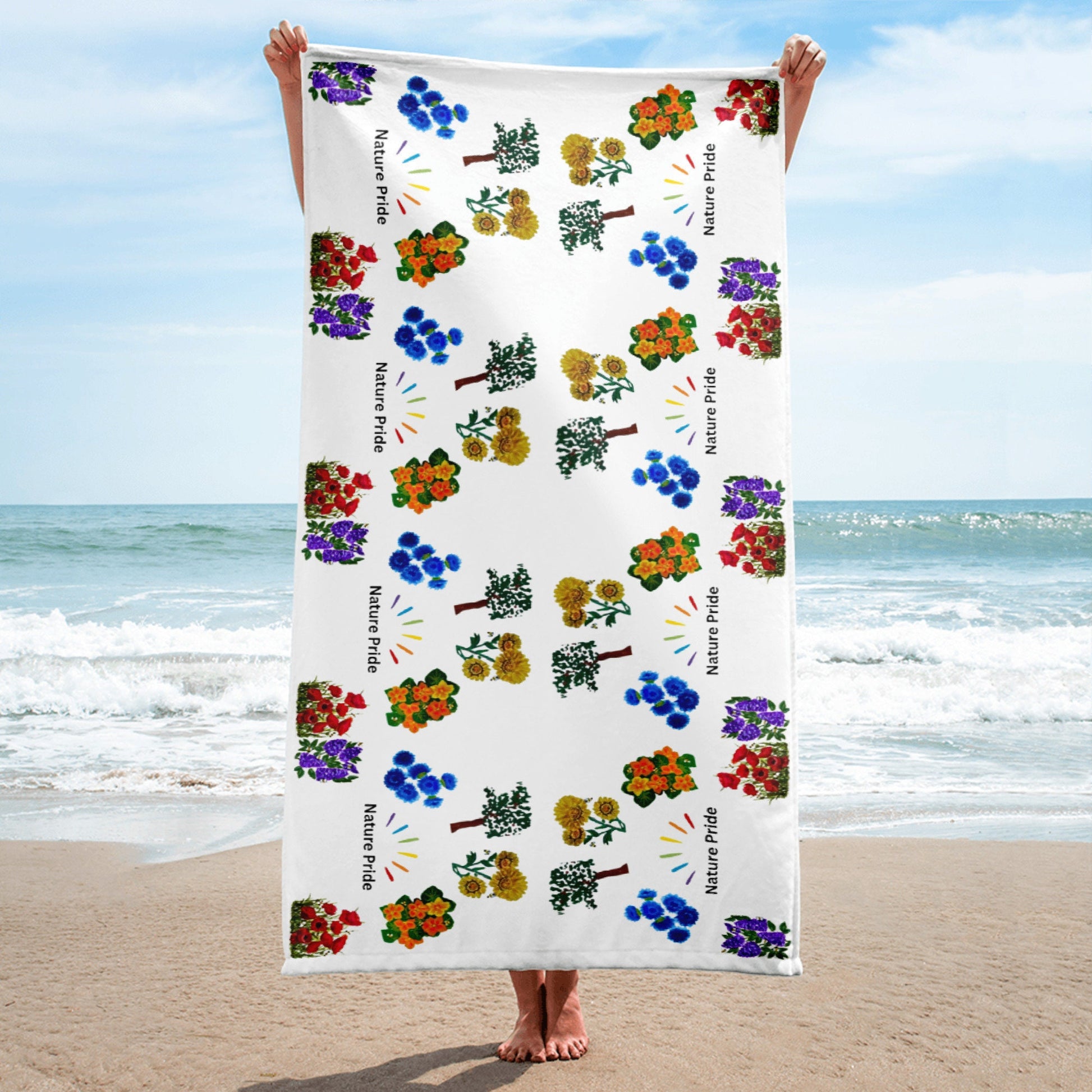 Nature Pride floral beach towel,fall towels,housewares,decor,kids bath towels,guest towels,gym towels,LGBTQ,nature lovers gift,pool towel