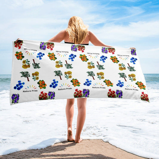 Nature Pride floral beach towel,fall towels,housewares,decor,kids bath towels,guest towels,gym towels,LGBTQ,nature lovers gift,pool towel