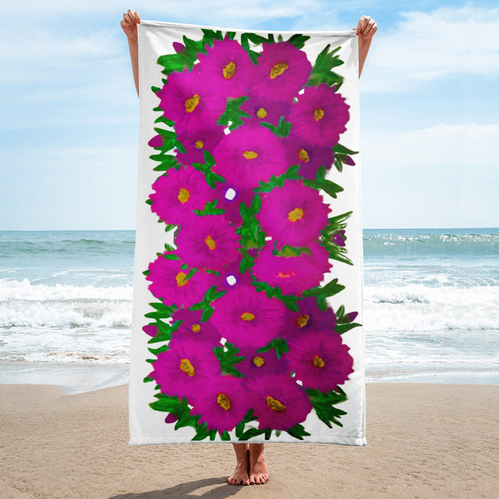 Ice Plant floral bath towels,fall towels,housewares,decor,botanical towels,nature lovers gift,beach towels,kids bath towels,premium towels