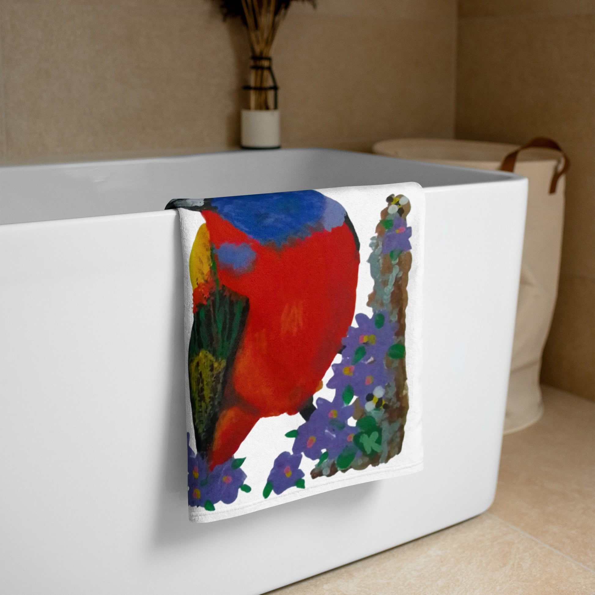 Painted Bunting Bird Towel,fall towels,housewares,decor,beach towels,kids bath towels,premium towels,guest towels,bird lovers gift