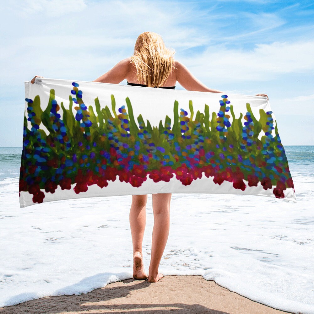 Colorful botanical bath towels,fall towels,housewares,decor,beach towels,kids bath towels,guest towels,colorful towels,premium towels