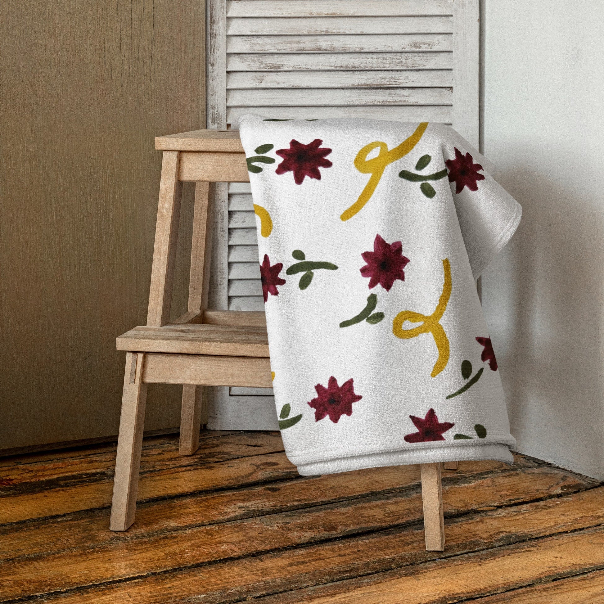 Colorful floral beach towels,fall towels,housewares,decor,botanical towels,kids bath towels,premium towels,guest towels,pool towels