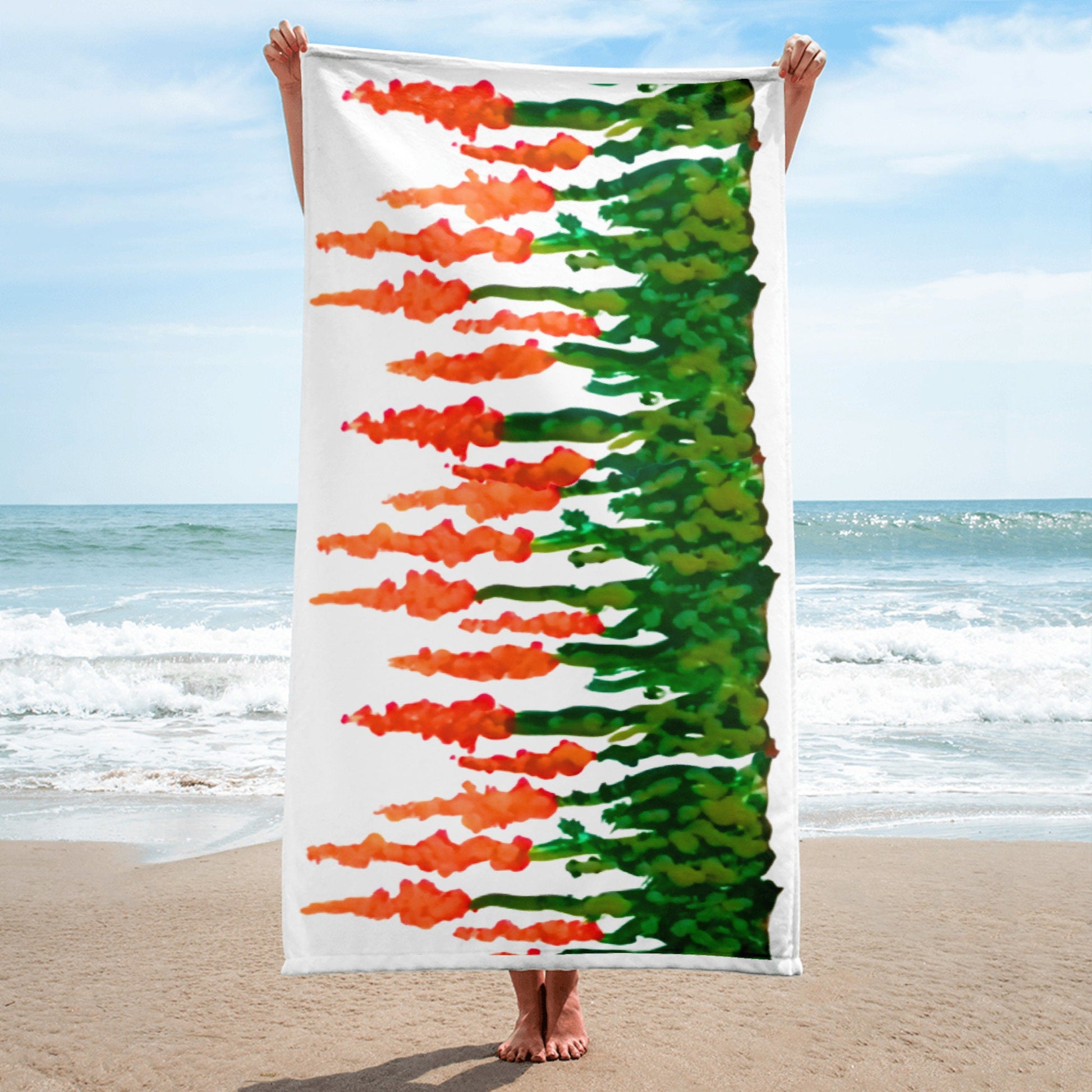 Orange floral bath towels,fall towels,housewares,decor,beach towels,kids bath towels,premium towels,botanical towels,colorful towels
