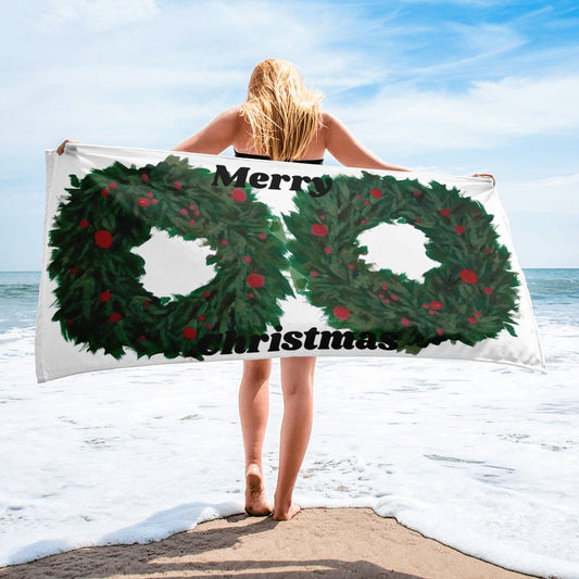 Holiday Wreath Towels,fall towels,housewares,holiday decor,decor,beach towels,kids bath towels,guest towels,christmas towel,decorative towel