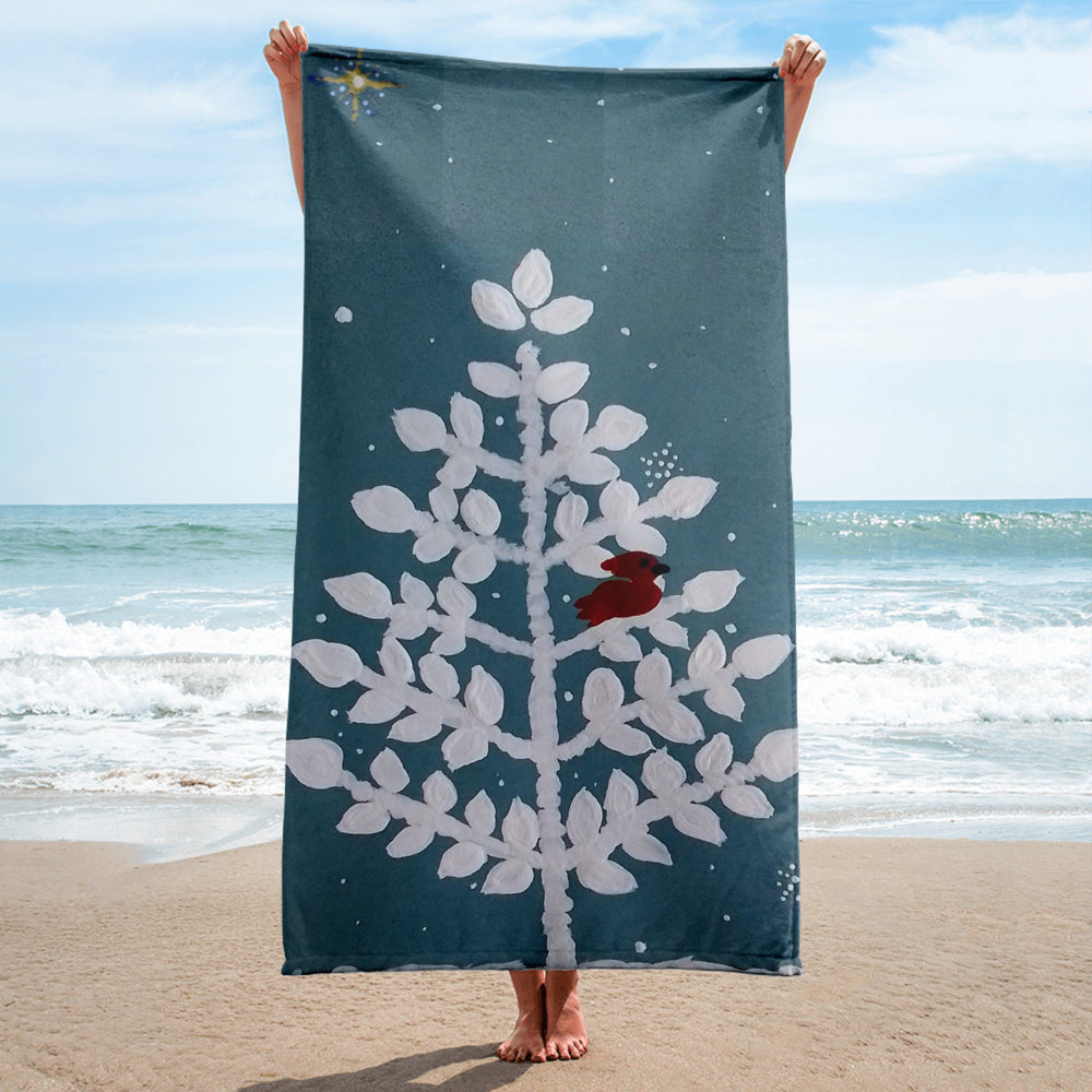Snow covered tree towel,fall towels,housewares,holiday decor,decor,winter towels,guest towels,kids bath towels,botanical towels