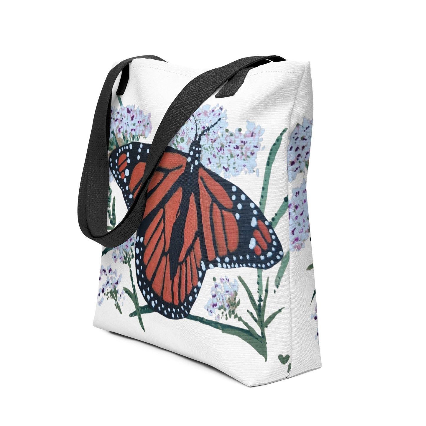 Monarch butterfly tote bag,botanical tote bag,reusable tote bag,farmers market bag,unisex tote bag,daycare bag,carry all,nurse tote bag