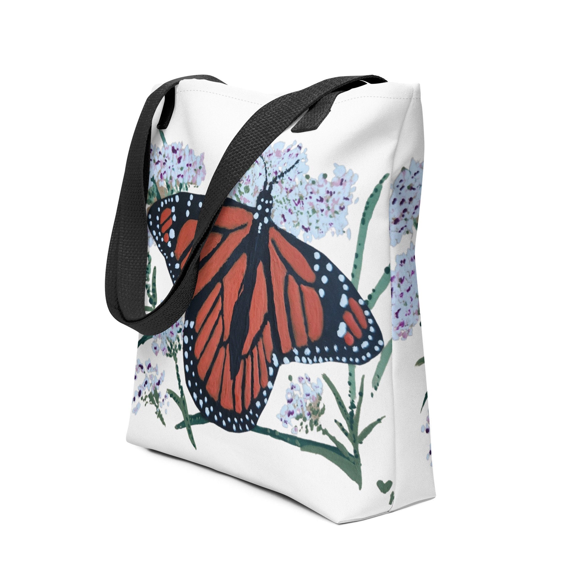 Monarch butterfly tote bag,botanical tote bag,reusable tote bag,farmers market bag,unisex tote bag,daycare bag,carry all,nurse tote bag