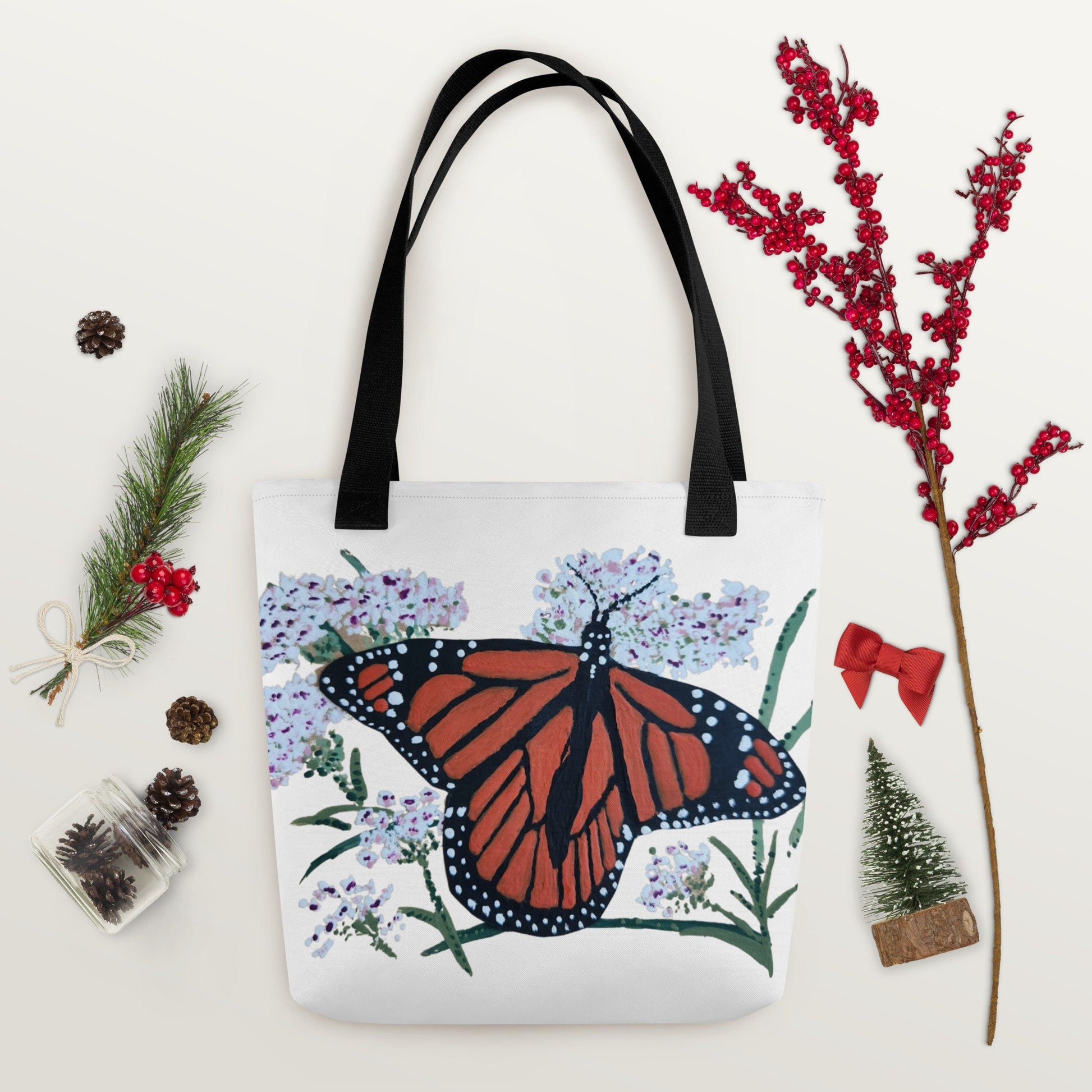 Monarch butterfly tote bag,botanical tote bag,reusable tote bag,farmers market bag,unisex tote bag,daycare bag,carry all,nurse tote bag