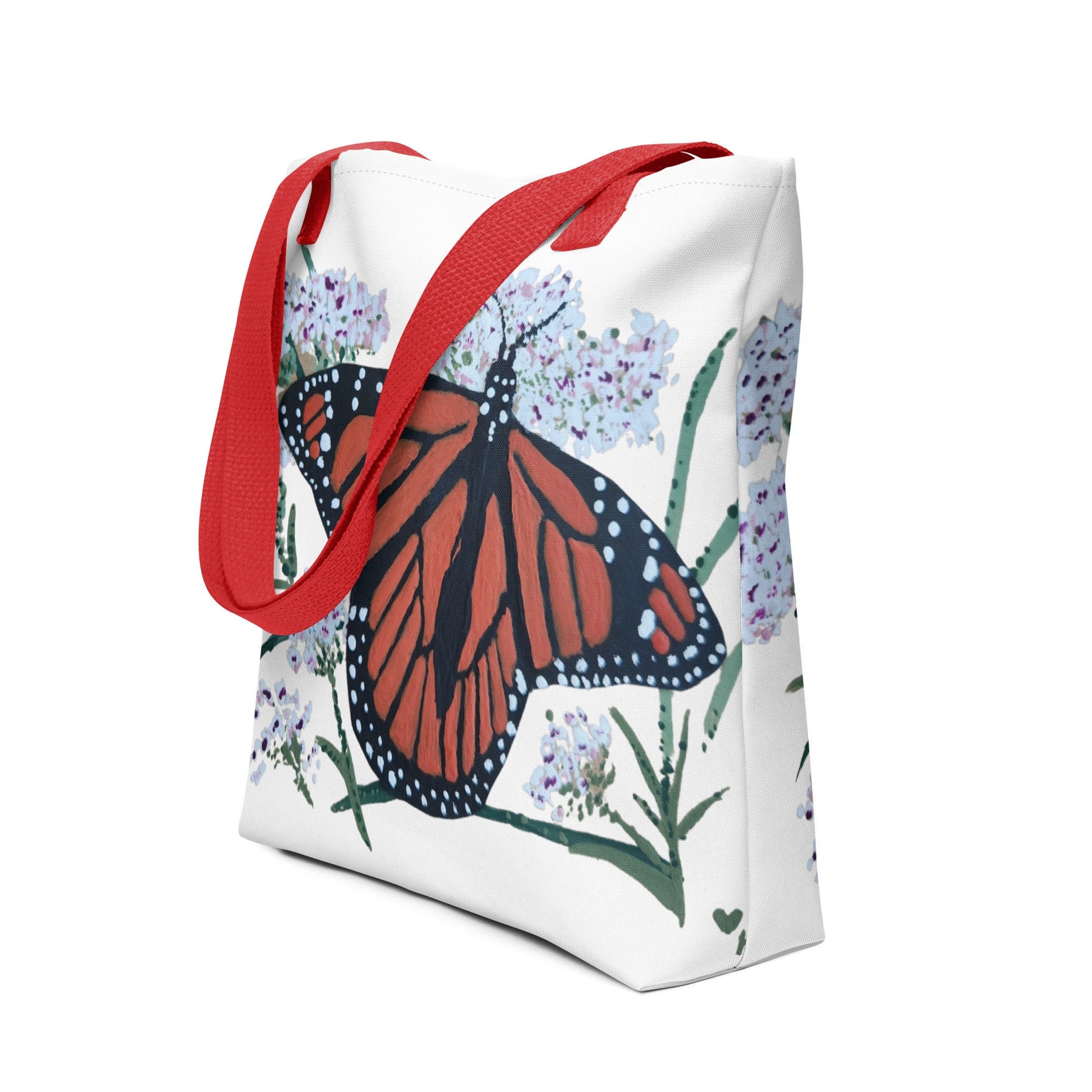 Monarch butterfly tote bag,botanical tote bag,reusable tote bag,farmers market bag,unisex tote bag,daycare bag,carry all,nurse tote bag