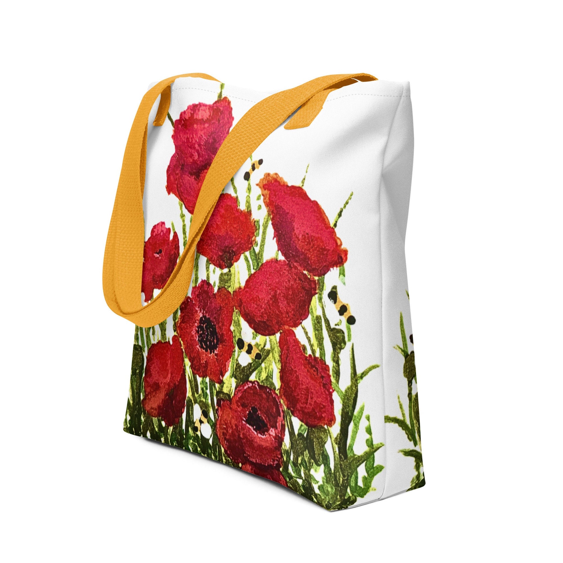 Red poppies reusable tote bag,botanical tote bag,beach tote bag,daycare bag,farmers market bag,nurse tote bag,carry all,durable tote bag
