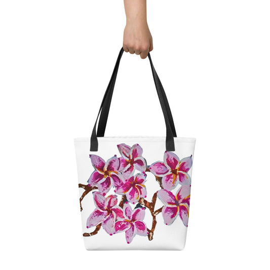Cherry blossom reusable tote bag,botanical tote bag,beach tote bag,nurse tote bag,daycare bag,farmers market bag,carry all,unisex tote bag