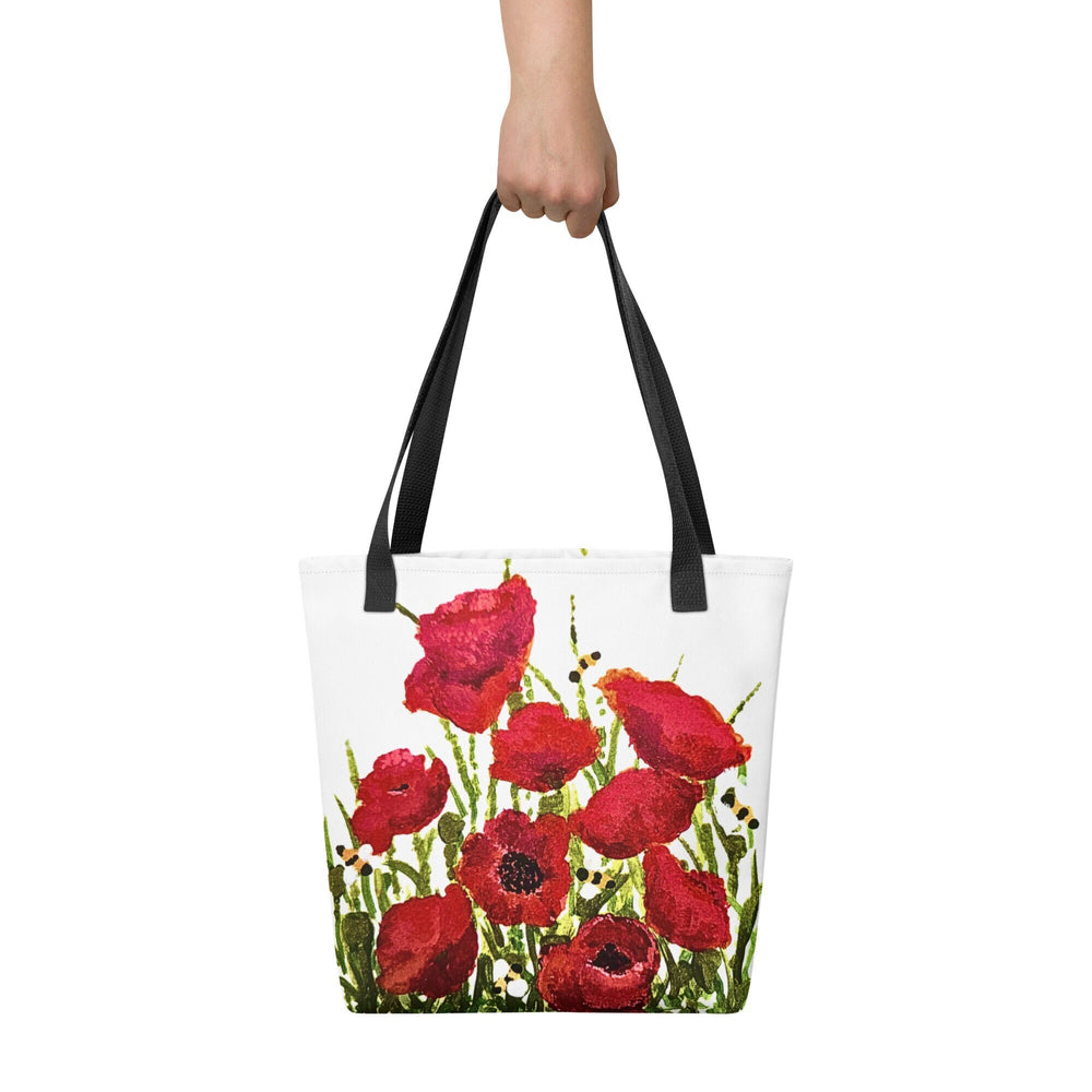 Red poppies reusable tote bag,botanical tote bag,beach tote bag,daycare bag,farmers market bag,nurse tote bag,carry all,durable tote bag