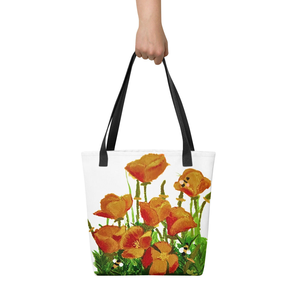 California poppies reusable tote bag,botanical tote bag,beach tote bag,nurse tote bag,daycare bag,farmers market bag,carry all,durable tote